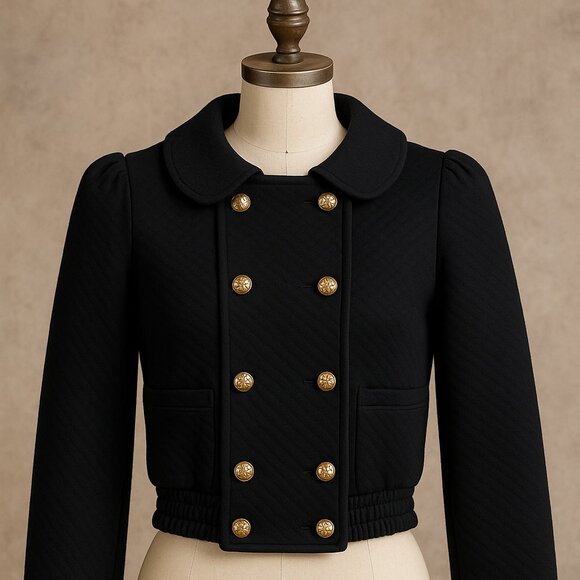 🖤 Juicy Couture Y2K Quilted Jacket Black | Gold Buttons | Size S - Picture 2 of 10